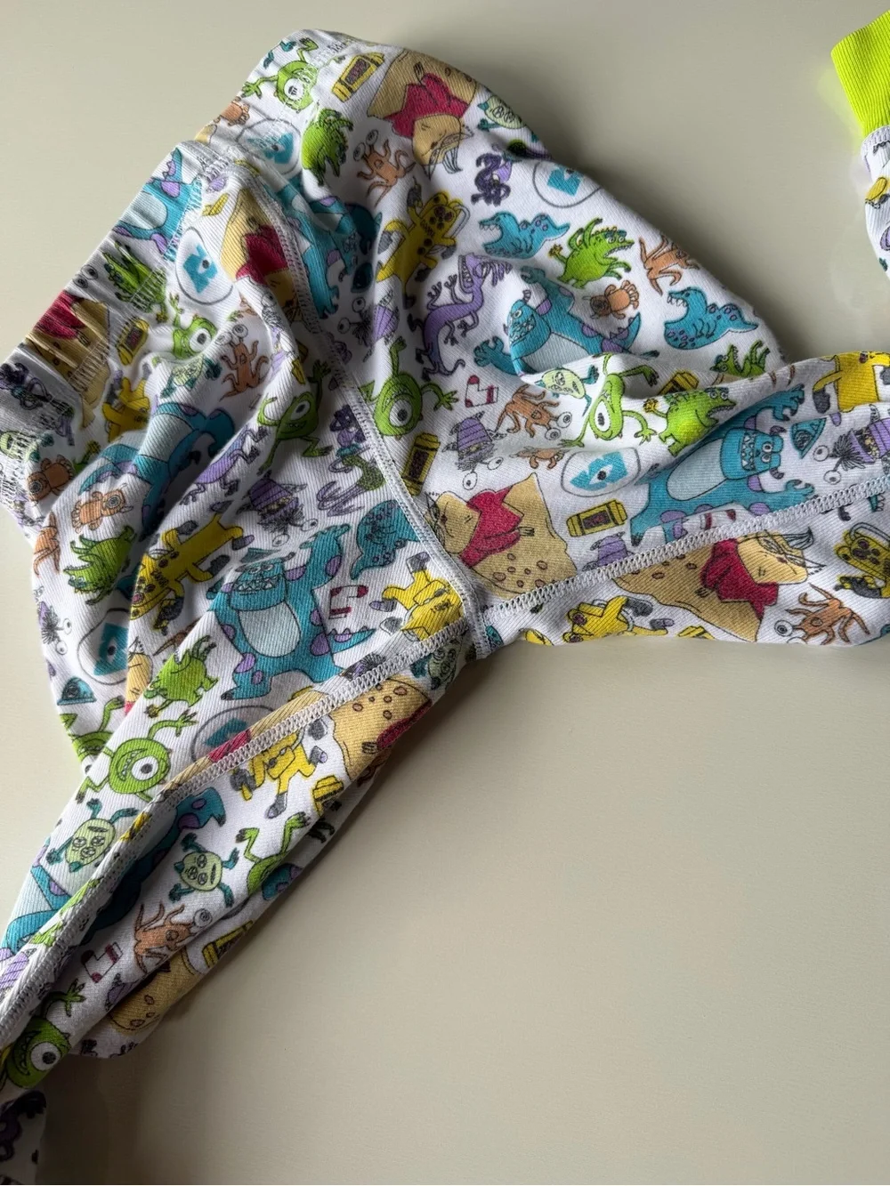 Kids Green-Accented Monsters Inc Print Pajama Set